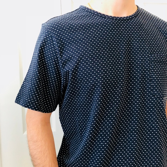 New Mossimo Navy Blue White Long Tee T-shirt L - Picture 2 of 8